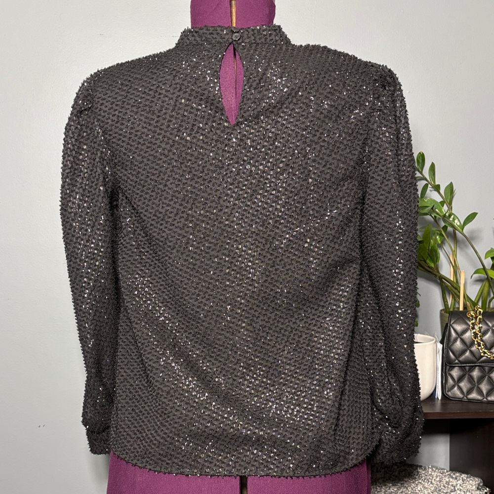 Ann Taylor Factory Black Textured Blouse - Picture 4 of 10